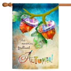 Beige And Blue Magical Autumn Outdoor House Flag 40" X 28"