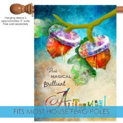 Beige And Blue Magical Autumn Outdoor House Flag 40" X 28" -PatioVibe Shop dtol 1010109 5 02998.1683572694