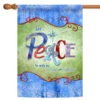 Green And Blue Peace Be With Us Outdoor House Flag 40" X 28"