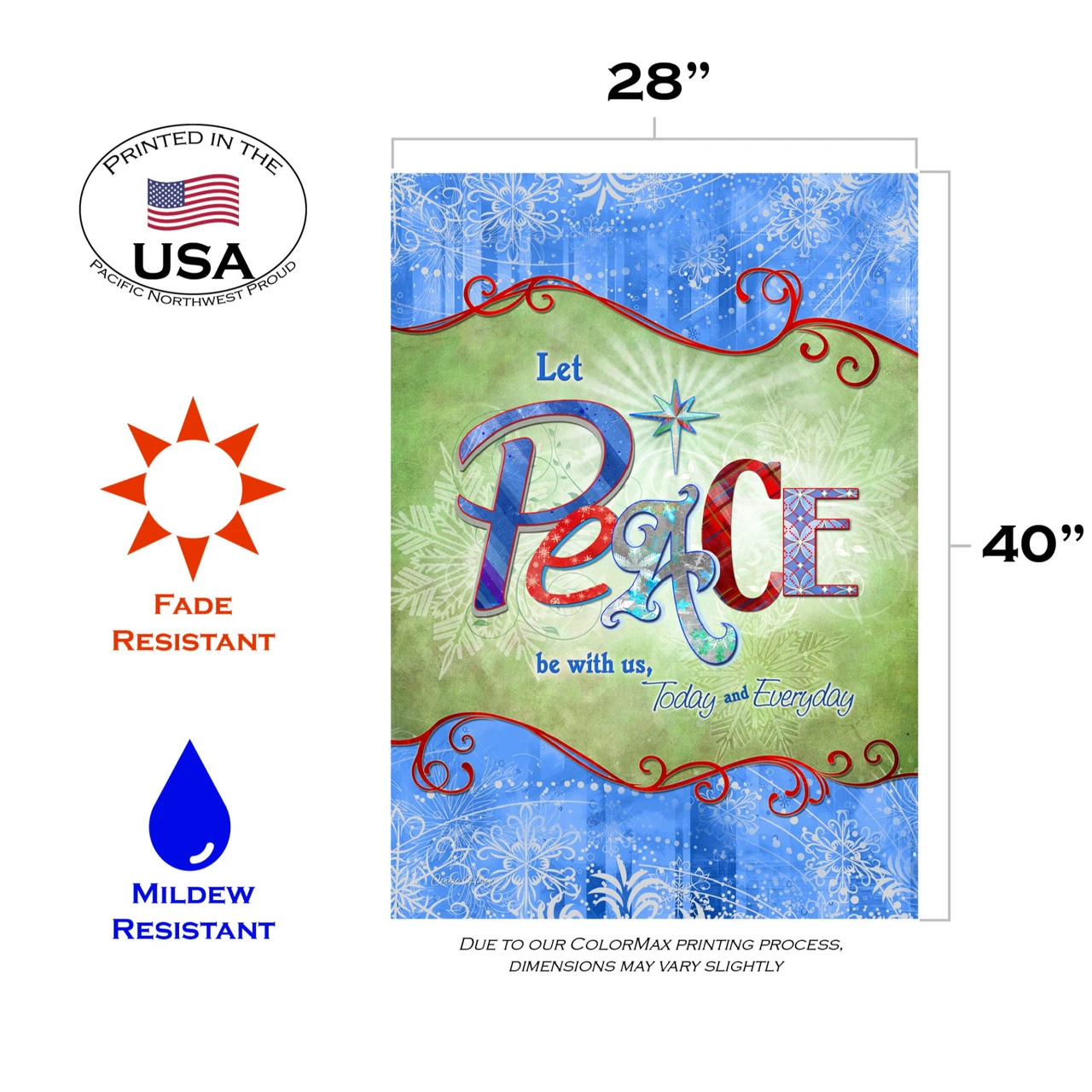 Green And Blue Peace Be With Us Outdoor House Flag 40" X 28" 3 Green And Blue Peace Be With Us Outdoor House Flag 40" X 28" - Image 3