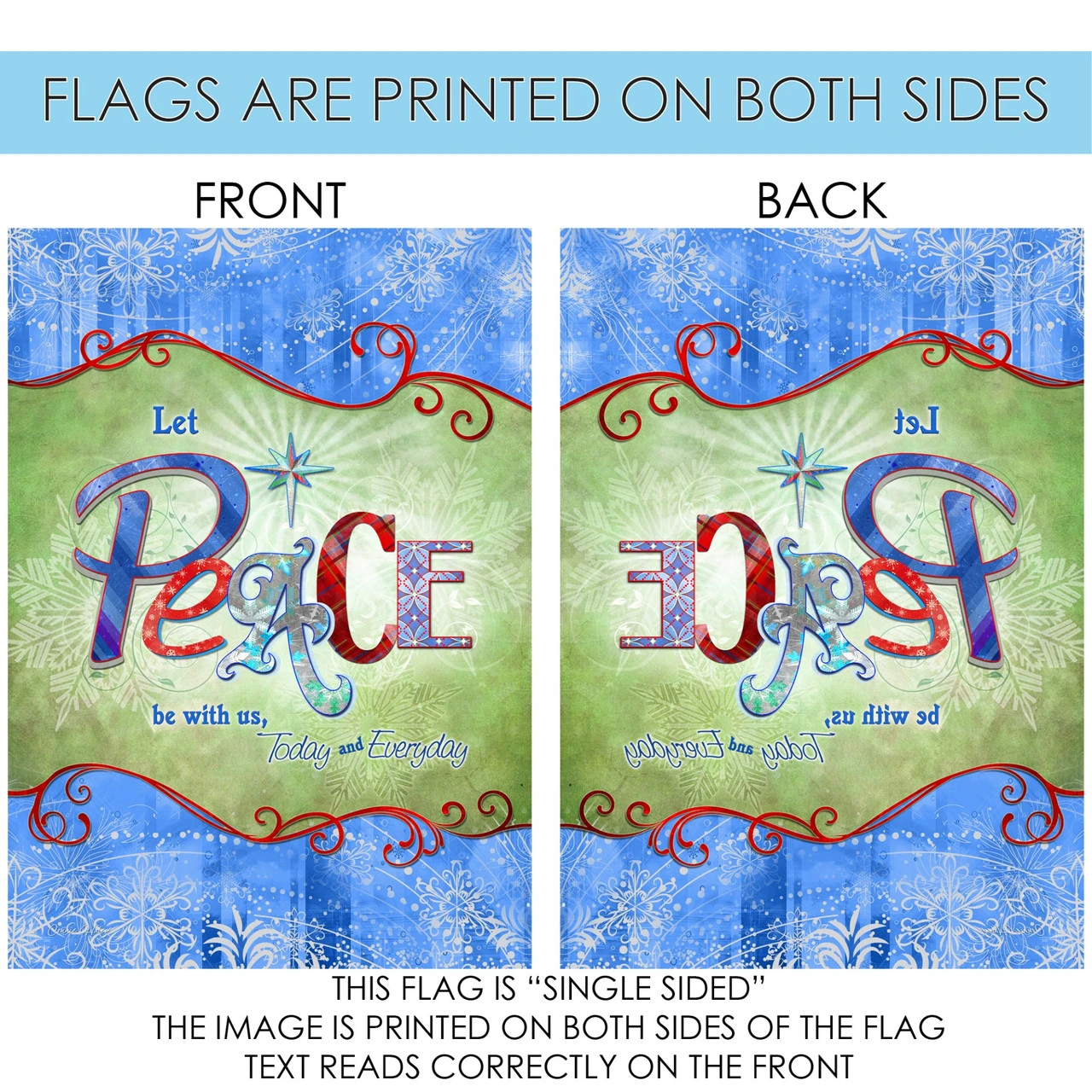 Green And Blue Peace Be With Us Outdoor House Flag 40" X 28" 4 Green And Blue Peace Be With Us Outdoor House Flag 40" X 28" - Image 4