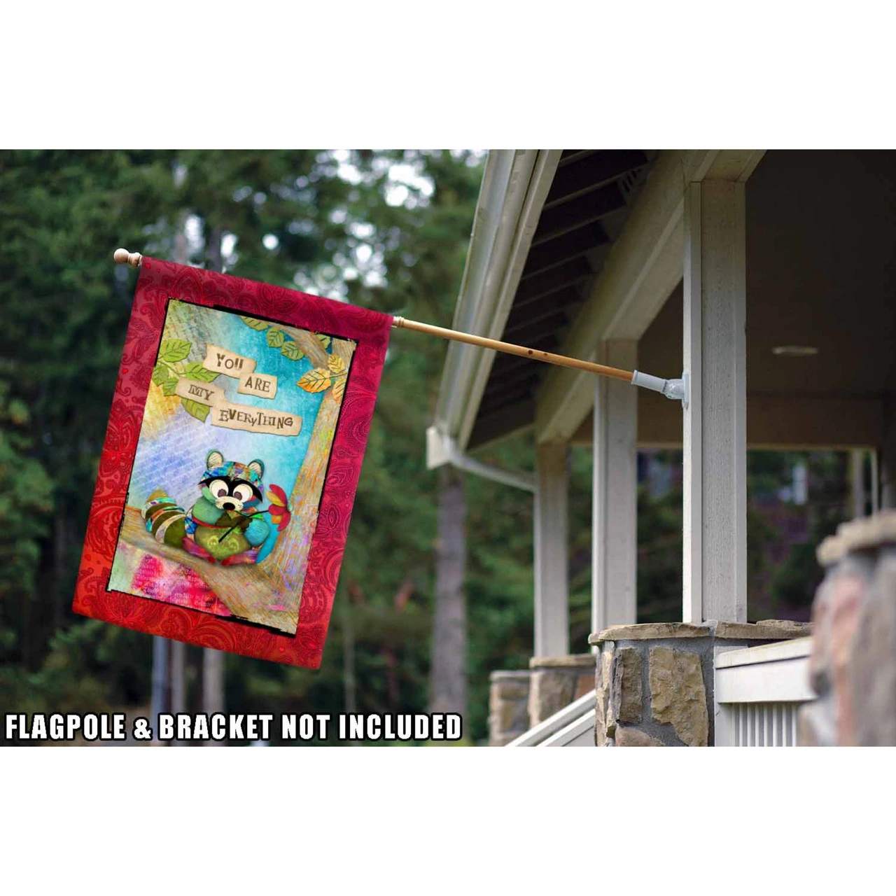 Red And Blue Sentimental Raccoon Outdoor House Flag 40" X 28" 2 Red And Blue Sentimental Raccoon Outdoor House Flag 40" X 28" - Image 2