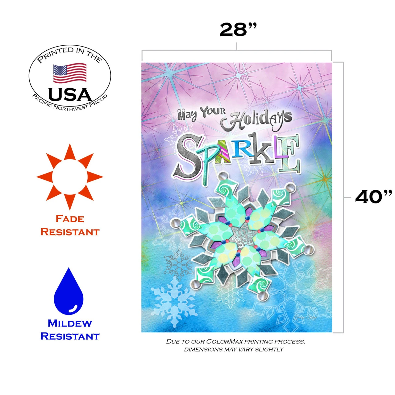 Blue And Purple Sparkle Snowflake Christmas Outdoor House Flag 40" X 28" 3 Blue And Purple Sparkle Snowflake Christmas Outdoor House Flag 40" X 28" - Image 3