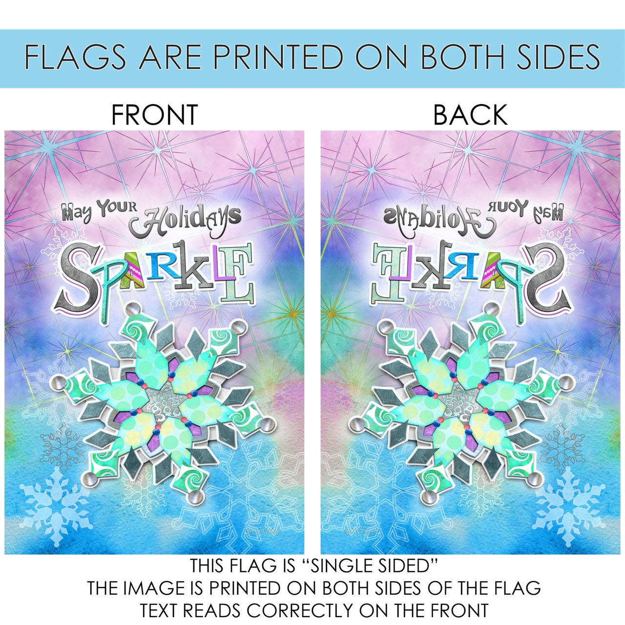 Blue And Purple Sparkle Snowflake Christmas Outdoor House Flag 40" X 28" 4 Blue And Purple Sparkle Snowflake Christmas Outdoor House Flag 40" X 28" - Image 4