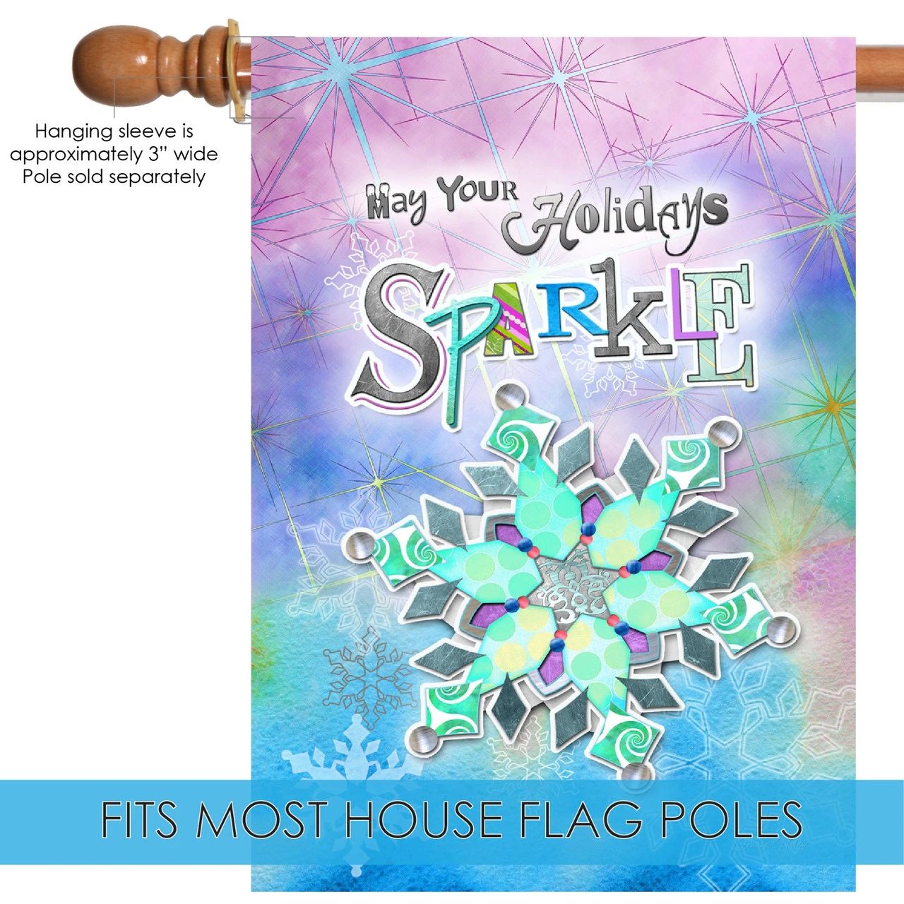 Blue And Purple Sparkle Snowflake Christmas Outdoor House Flag 40" X 28" 5 Blue And Purple Sparkle Snowflake Christmas Outdoor House Flag 40" X 28" - Image 5