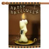 Brown And Ivory Creepy Candle Halloween Outdoor House Flag 28" X 40"