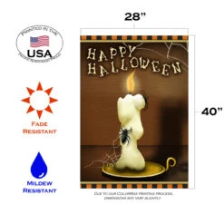 Brown And Ivory Creepy Candle Halloween Outdoor House Flag 28" X 40" -PatioVibe Shop dtol 1010131 3 09664.1683137155