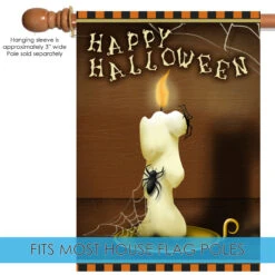 Brown And Ivory Creepy Candle Halloween Outdoor House Flag 28" X 40" -PatioVibe Shop dtol 1010131 5 48180.1683137156