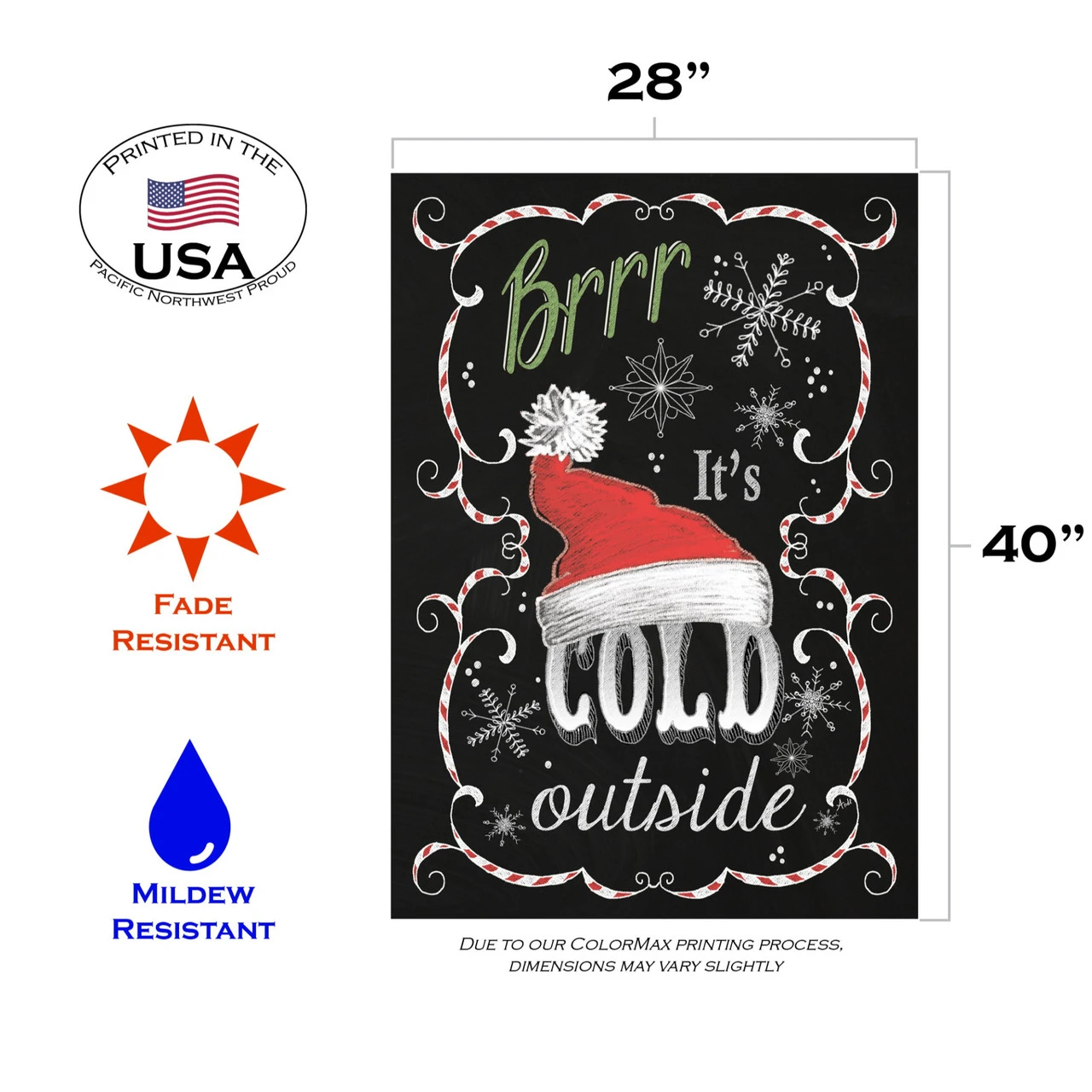 Black And Red Santa Hat Christmas Outdoor House Flag 28" X 40" 3 Black And Red Santa Hat Christmas Outdoor House Flag 28" X 40" - Image 3