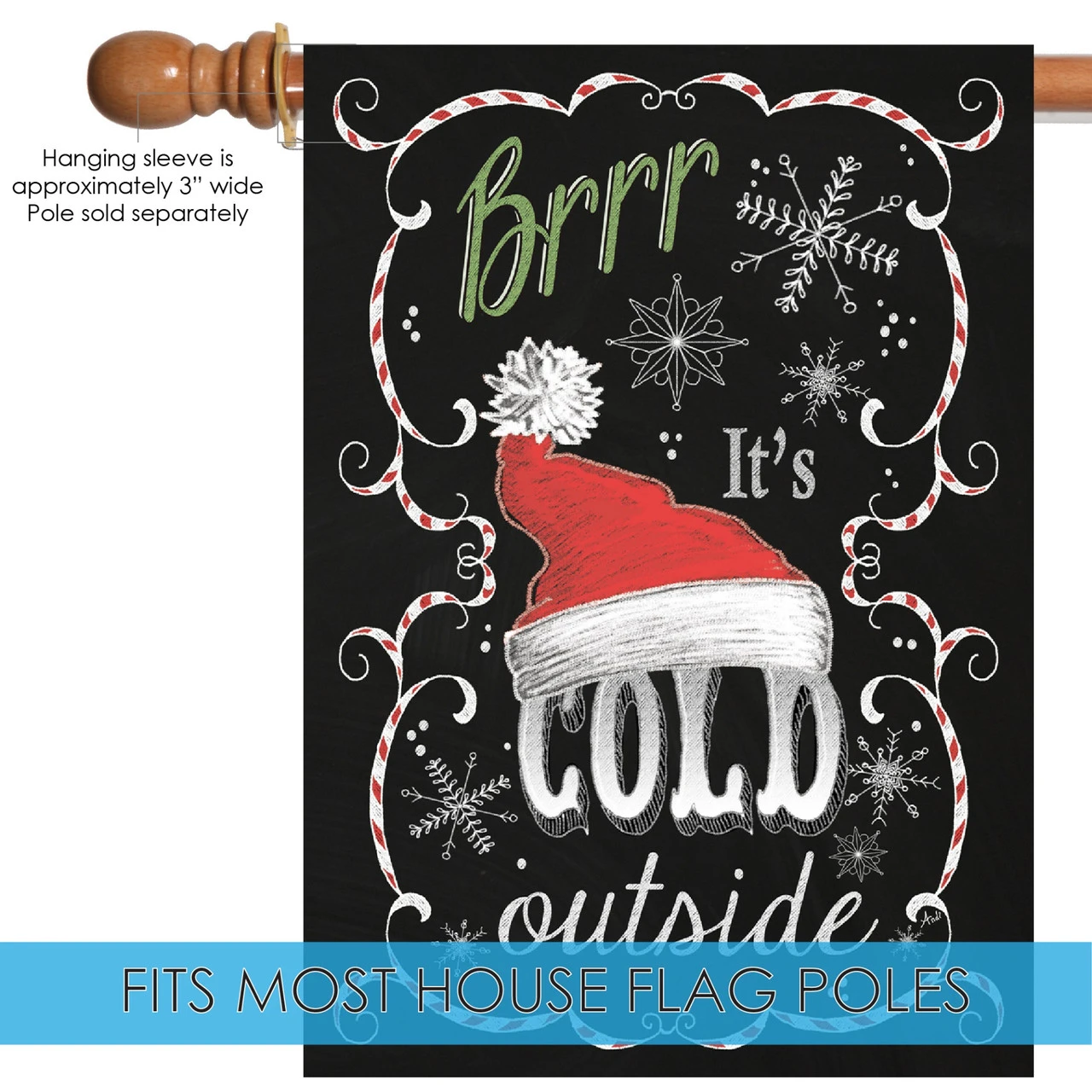 Black And Red Santa Hat Christmas Outdoor House Flag 28" X 40" 5 Black And Red Santa Hat Christmas Outdoor House Flag 28" X 40" - Image 5