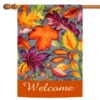 Orange And Gray Fall Leaves Outdoor House Flag 28" X 40"