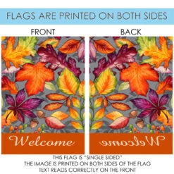 Orange And Gray Fall Leaves Outdoor House Flag 28" X 40" -PatioVibe Shop dtol 1010139 4 61781.1683152544