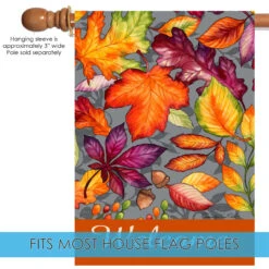 Orange And Gray Fall Leaves Outdoor House Flag 28" X 40" -PatioVibe Shop dtol 1010139 5 54421.1683152544