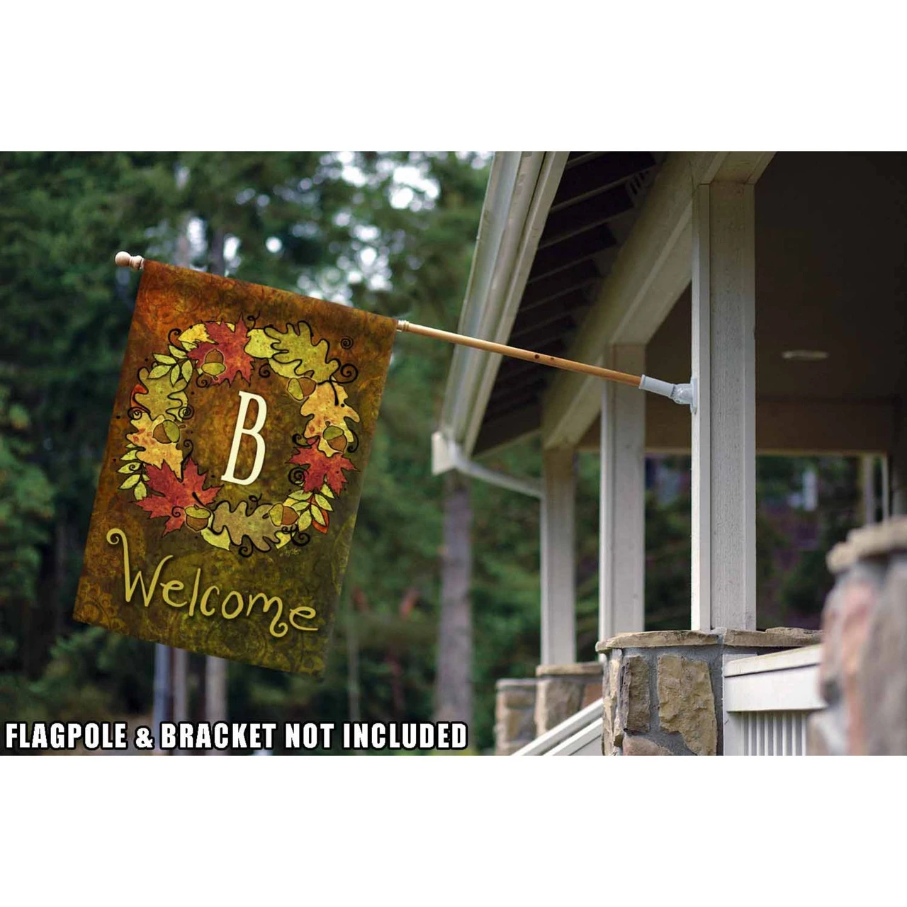 Green And Yellow Fall Wreath Monogram B Outdoor House Flag 28" X 40" 2 Green And Yellow Fall Wreath Monogram B Outdoor House Flag 28" X 40" - Image 2
