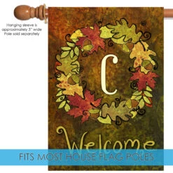 Green And Yellow Fall Wreath Monogram C Outdoor House Flag 28" X 40" 9 Green And Yellow Fall Wreath Monogram C Outdoor House Flag 28" X 40" -PatioVibe Shop dtol 1010144 5 93536.1682977777