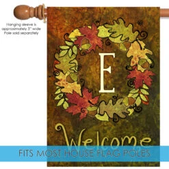 Green And Yellow Fall Wreath Monogram E Outdoor House Flag 28" X 40" 9 Green And Yellow Fall Wreath Monogram E Outdoor House Flag 28" X 40" -PatioVibe Shop dtol 1010146 5 49162.1682977733