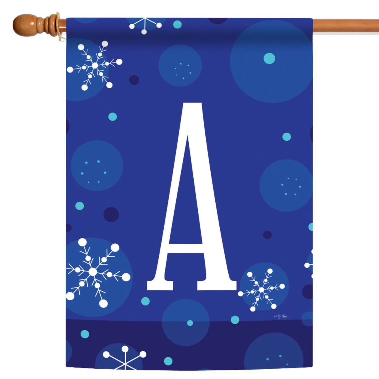 Blue And White Winter Snowflakes Monogram A Outdoor House Flag 40" X 28" 1 Blue And White Winter Snowflakes Monogram A Outdoor House Flag 40" X 28"