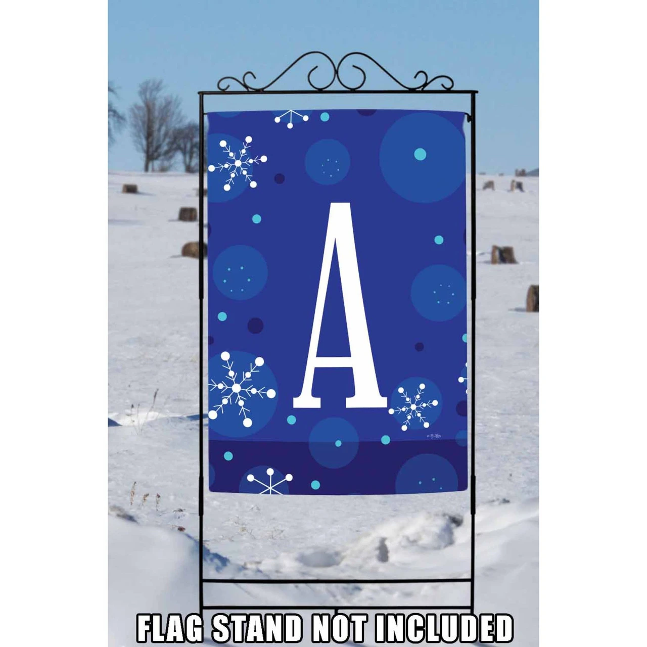 Blue And White Winter Snowflakes Monogram A Outdoor House Flag 40" X 28" 2 Blue And White Winter Snowflakes Monogram A Outdoor House Flag 40" X 28" - Image 2
