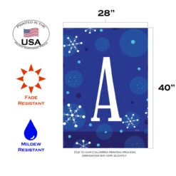 Blue And White Winter Snowflakes Monogram A Outdoor House Flag 40" X 28" 7 Blue And White Winter Snowflakes Monogram A Outdoor House Flag 40" X 28" -PatioVibe Shop dtol 1010168 3 90842.1683050514