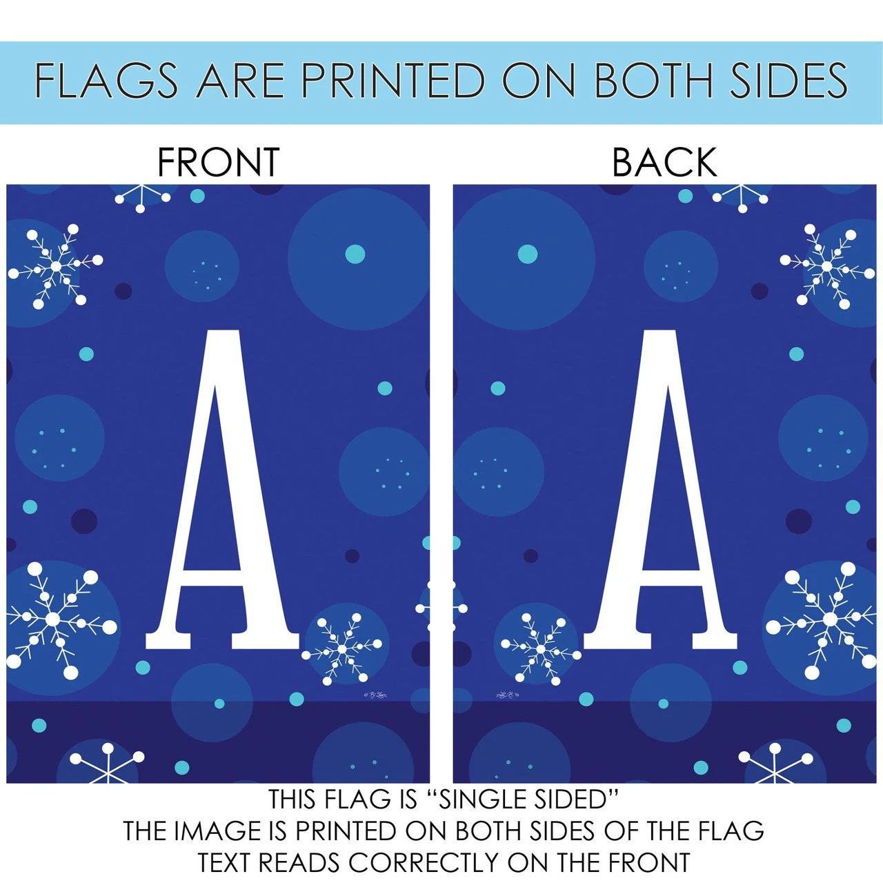 Blue And White Winter Snowflakes Monogram A Outdoor House Flag 40" X 28" 4 Blue And White Winter Snowflakes Monogram A Outdoor House Flag 40" X 28" - Image 4
