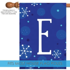 Blue And White Winter Snowflakes Monogram E Outdoor House Flag 40" X 28" 9 Blue And White Winter Snowflakes Monogram E Outdoor House Flag 40" X 28" -PatioVibe Shop dtol 1010172 5 39350.1683050524