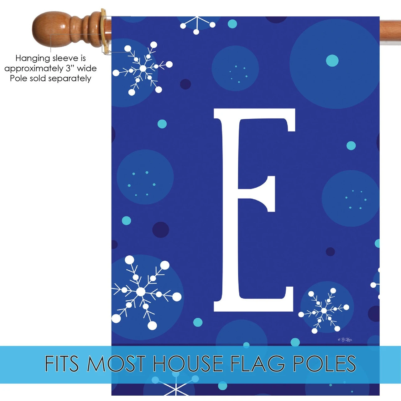 Blue And White Winter Snowflakes Monogram E Outdoor House Flag 40" X 28" 5 Blue And White Winter Snowflakes Monogram E Outdoor House Flag 40" X 28" - Image 5