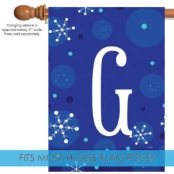 Blue And White Winter Snowflakes Monogram G Outdoor House Flag 40" X 28" 9 Blue And White Winter Snowflakes Monogram G Outdoor House Flag 40" X 28" -PatioVibe Shop dtol 1010174 5 39119.1683050519