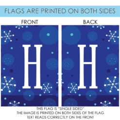 Blue And White Winter Snowflakes Monogram H Outdoor House Flag 40" X 28" 8 Blue And White Winter Snowflakes Monogram H Outdoor House Flag 40" X 28" -PatioVibe Shop dtol 1010175 4 07533.1683050520