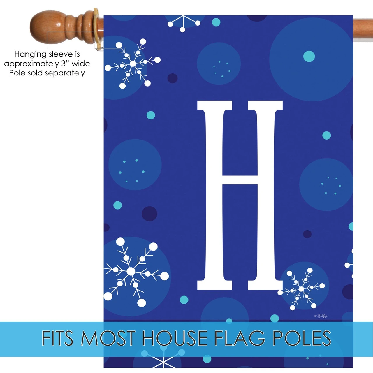 Blue And White Winter Snowflakes Monogram H Outdoor House Flag 40" X 28" 5 Blue And White Winter Snowflakes Monogram H Outdoor House Flag 40" X 28" - Image 5
