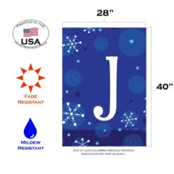 Blue And White Winter Snowflakes Monogram J Outdoor House Flag 40" X 28" 7 Blue And White Winter Snowflakes Monogram J Outdoor House Flag 40" X 28" -PatioVibe Shop dtol 1010177 3 15803.1683050506