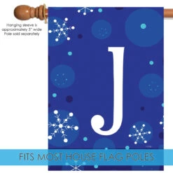 Blue And White Winter Snowflakes Monogram J Outdoor House Flag 40" X 28" 9 Blue And White Winter Snowflakes Monogram J Outdoor House Flag 40" X 28" -PatioVibe Shop dtol 1010177 5 32518.1683050507