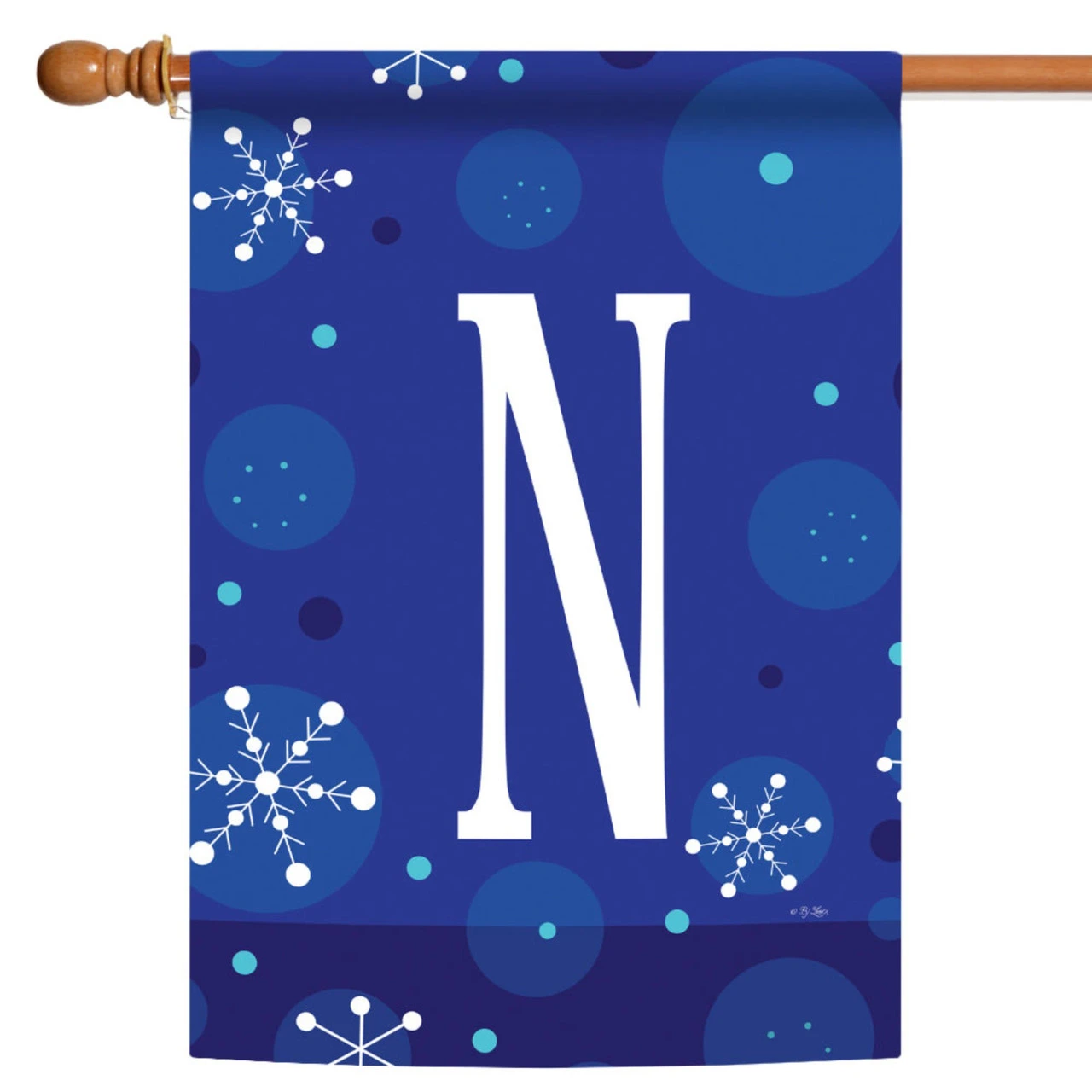 Blue And White Winter Snowflakes Monogram N Outdoor House Flag 40" X 28" 1 Blue And White Winter Snowflakes Monogram N Outdoor House Flag 40" X 28"