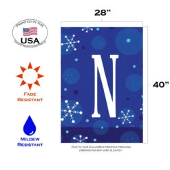Blue And White Winter Snowflakes Monogram N Outdoor House Flag 40" X 28" 7 Blue And White Winter Snowflakes Monogram N Outdoor House Flag 40" X 28" -PatioVibe Shop dtol 1010181 3 55468.1683050502