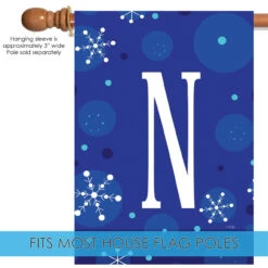 Blue And White Winter Snowflakes Monogram N Outdoor House Flag 40" X 28" 9 Blue And White Winter Snowflakes Monogram N Outdoor House Flag 40" X 28" -PatioVibe Shop dtol 1010181 5 90420.1683050503