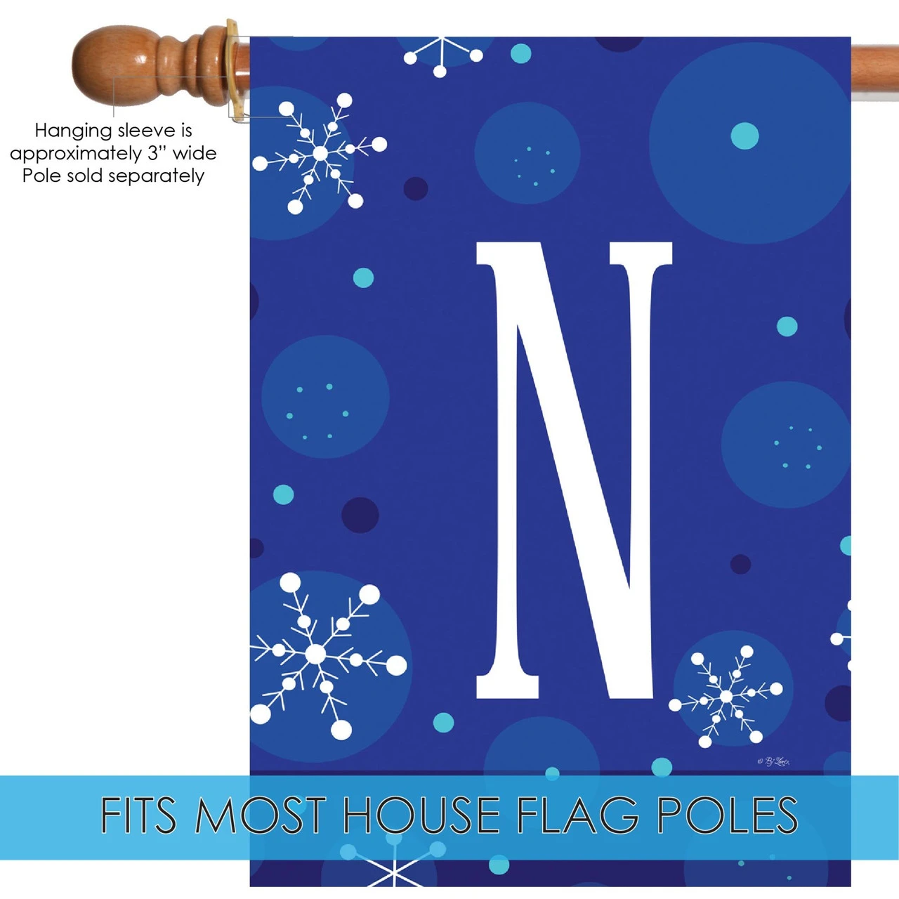 Blue And White Winter Snowflakes Monogram N Outdoor House Flag 40" X 28" 5 Blue And White Winter Snowflakes Monogram N Outdoor House Flag 40" X 28" - Image 5