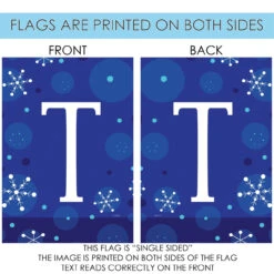 Blue And White Winter Snowflakes Monogram T Outdoor House Flag 40" X 28" -PatioVibe Shop dtol 1010187 4 55559.1683050495
