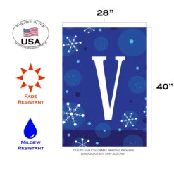 Blue And White Winter Snowflakes Monogram V Outdoor House Flag 40" X 28" 7 Blue And White Winter Snowflakes Monogram V Outdoor House Flag 40" X 28" -PatioVibe Shop dtol 1010189 3 05477.1683050490
