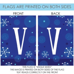 Blue And White Winter Snowflakes Monogram V Outdoor House Flag 40" X 28" 8 Blue And White Winter Snowflakes Monogram V Outdoor House Flag 40" X 28" -PatioVibe Shop dtol 1010189 4 86942.1683050490
