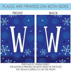 Blue And White Winter Snowflakes Monogram W Outdoor House Flag 40" X 28" 8 Blue And White Winter Snowflakes Monogram W Outdoor House Flag 40" X 28" -PatioVibe Shop dtol 1010190 4 62545.1683050492