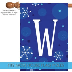Blue And White Winter Snowflakes Monogram W Outdoor House Flag 40" X 28" 9 Blue And White Winter Snowflakes Monogram W Outdoor House Flag 40" X 28" -PatioVibe Shop dtol 1010190 5 62636.1683050492