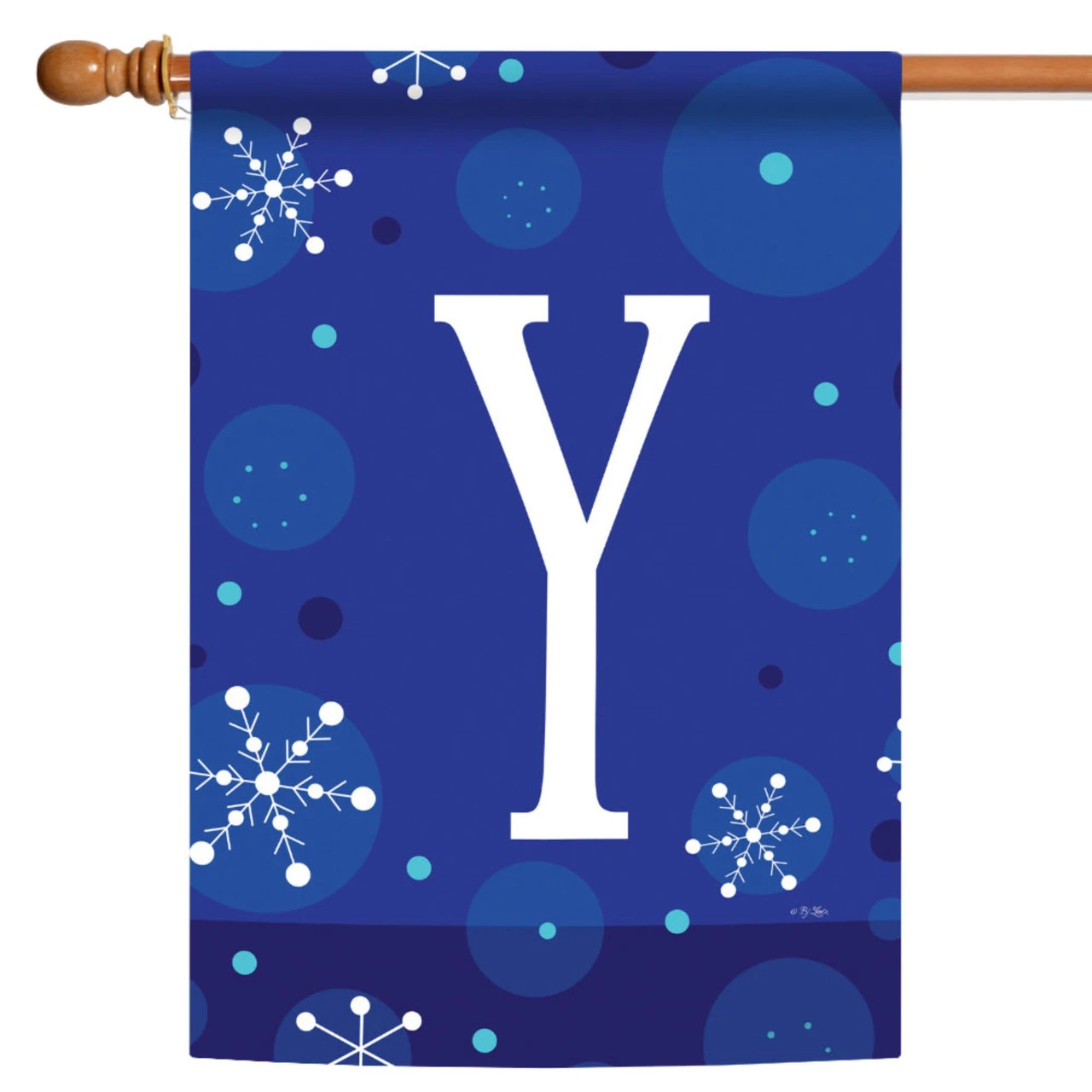 Blue And White Winter Snowflakes Monogram Y Outdoor House Flag 40" X 28" 1 Blue And White Winter Snowflakes Monogram Y Outdoor House Flag 40" X 28"