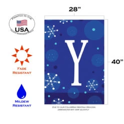 Blue And White Winter Snowflakes Monogram Y Outdoor House Flag 40" X 28" 7 Blue And White Winter Snowflakes Monogram Y Outdoor House Flag 40" X 28" -PatioVibe Shop dtol 1010192 3 30720.1683050488