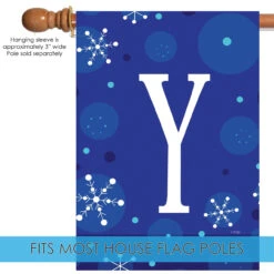 Blue And White Winter Snowflakes Monogram Y Outdoor House Flag 40" X 28" 9 Blue And White Winter Snowflakes Monogram Y Outdoor House Flag 40" X 28" -PatioVibe Shop dtol 1010192 5 43326.1683050489