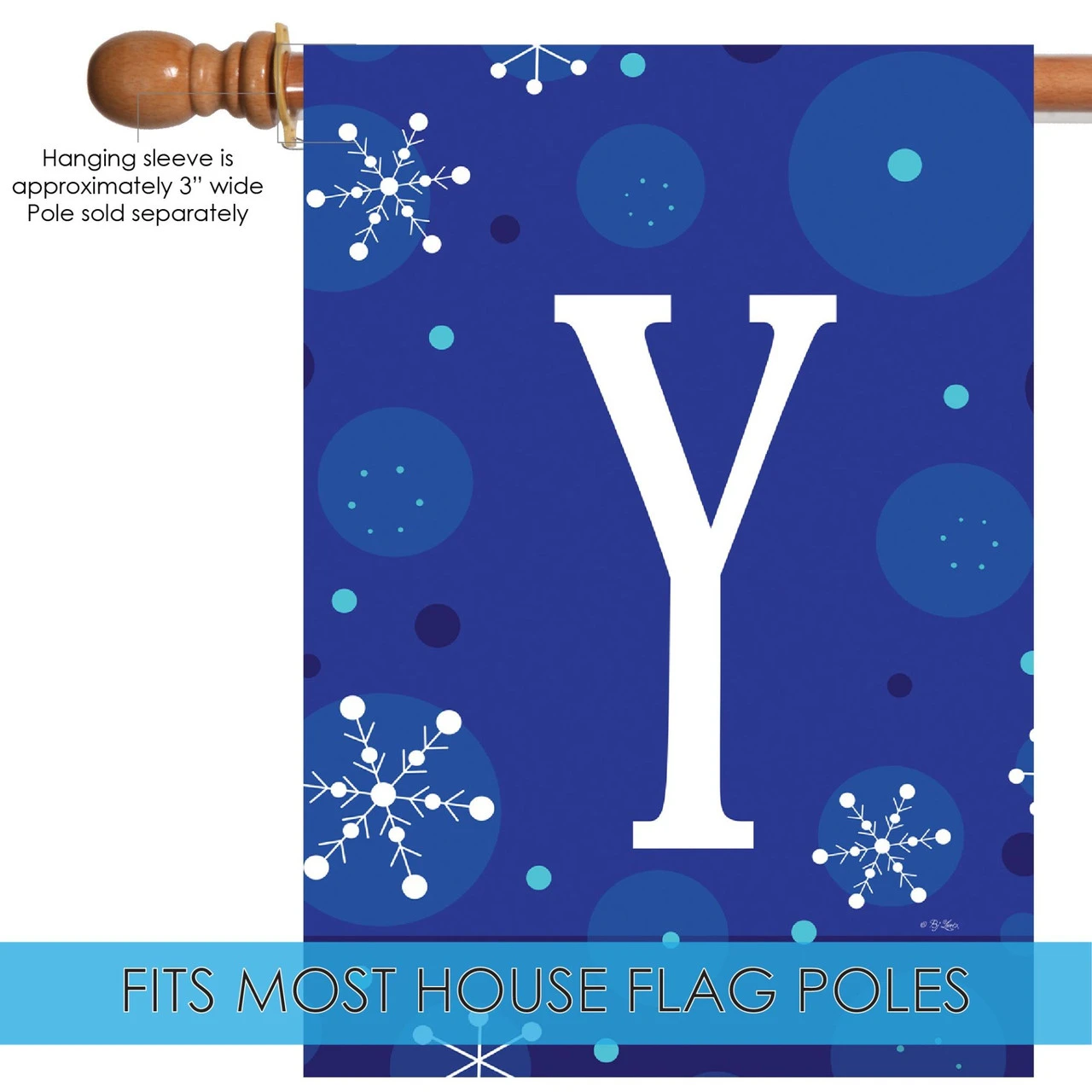 Blue And White Winter Snowflakes Monogram Y Outdoor House Flag 40" X 28" 5 Blue And White Winter Snowflakes Monogram Y Outdoor House Flag 40" X 28" - Image 5
