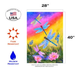 Yellow And Pink Dusk Dragonflies Outdoor House Flag 28" X 40" -PatioVibe Shop dtol 1010199 3 65585.1683152523