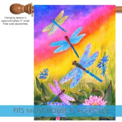 Yellow And Pink Dusk Dragonflies Outdoor House Flag 28" X 40" -PatioVibe Shop dtol 1010199 5 40276.1683152525