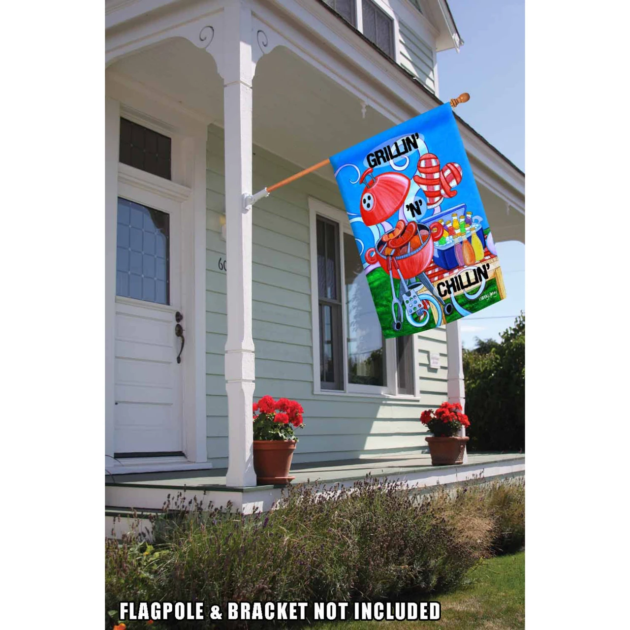 Blue And Red Grillin' N Chillin' Outdoor House Flag 28" X 40" 2 Blue And Red Grillin' N Chillin' Outdoor House Flag 28" X 40" - Image 2