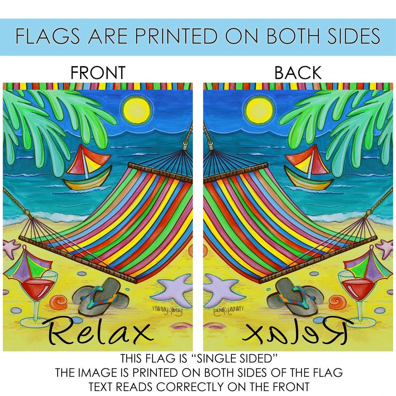 Yellow And Green Paradise Hammock Outdoor House Flag 28" X 40" 4 Yellow And Green Paradise Hammock Outdoor House Flag 28" X 40" - Image 4