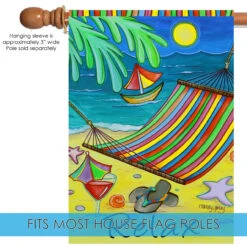 Yellow And Green Paradise Hammock Outdoor House Flag 28" X 40" 9 Yellow And Green Paradise Hammock Outdoor House Flag 28" X 40" -PatioVibe Shop dtol 1010204 5 85741.1683152515