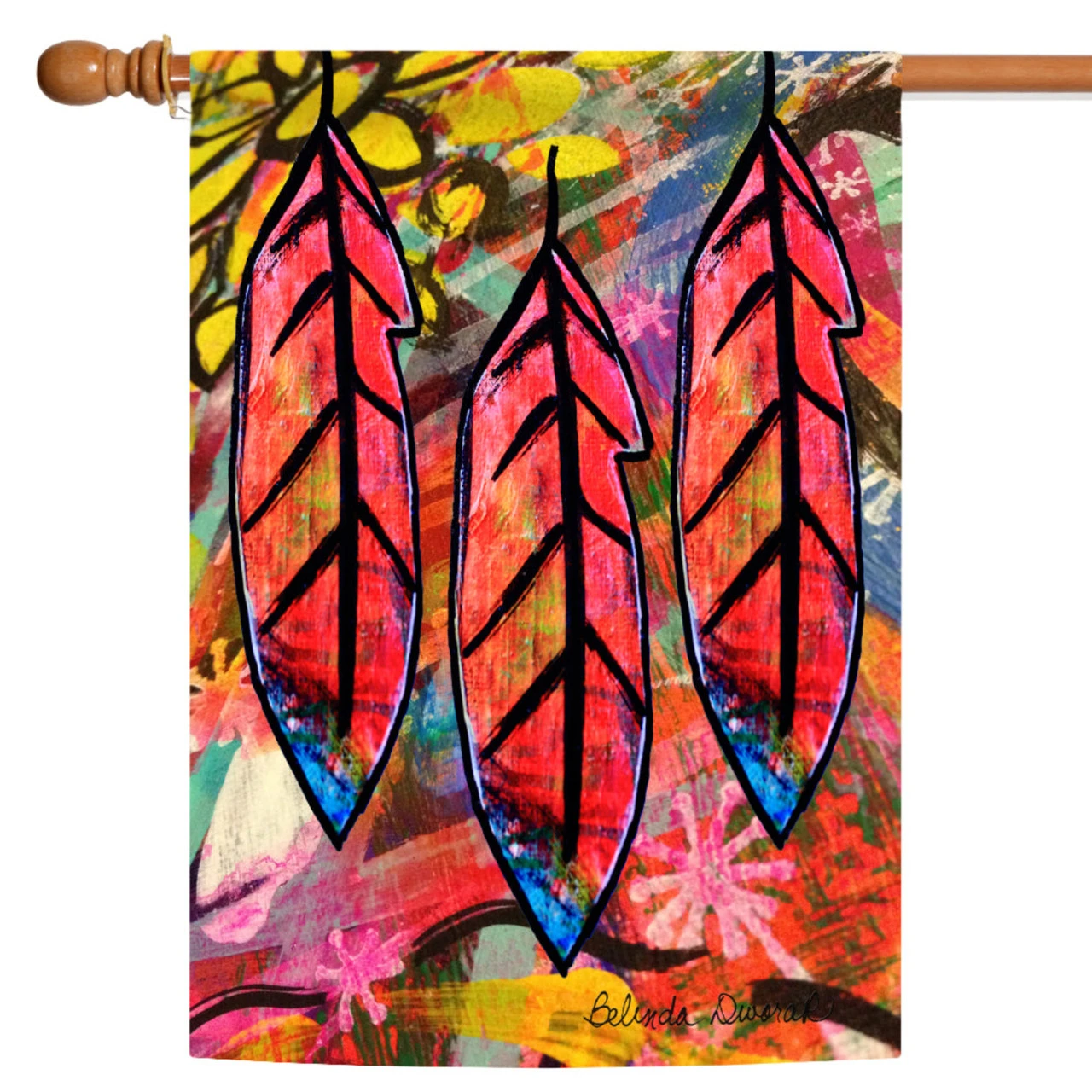 Red And Blue Flashy Feathers Outdoor House Flag 40" X 28" 1 Red And Blue Flashy Feathers Outdoor House Flag 40" X 28"